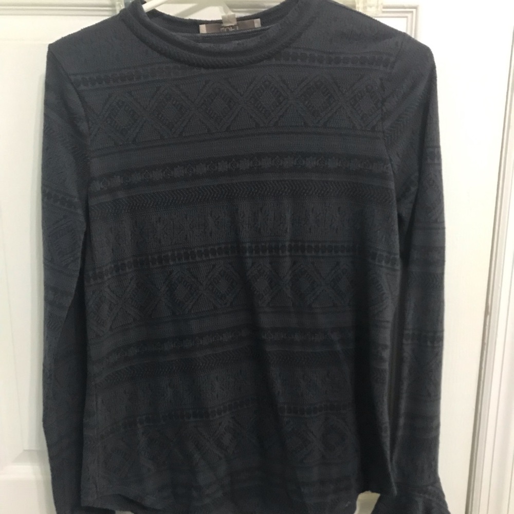 Loft long sleeved tee, gray, flutter sleeves, S